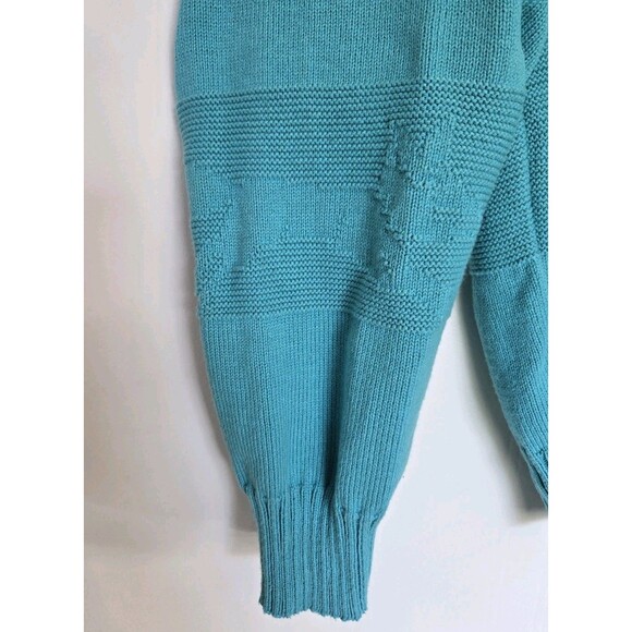 Vintage‎ 70s Sweater Mens M Blue Fox Animal V Neck Preppy Casual Grandpa Office - Picture 4 of 7